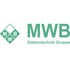 MWB Elektrotechnik Gruppe Logo: Grüner rhombus mit "M", "W", "B"; "MWB Elektrotechnik Gruppe".