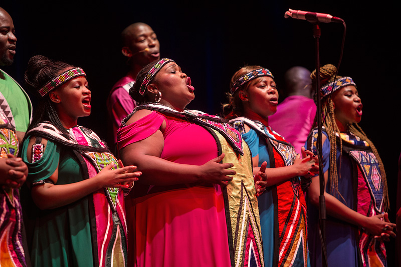 Two-time Grammy winners Soweto Gospel Choir on stage at the gala Pure Voices, Voices of Spirit 2014, Graz