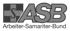 Logo des ASB Arbeiter-Samariter-Bund mit dem Kürzel ASB und einem Samariterkreuz auf dunklem Hintergrund.