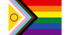 Intersex Progress Pride Flag mit gelbem Dreieck, lila Kreis und Regenbogenstreifen.