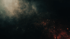 Dark background with swirling smoke and glowing red sparks.