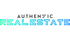 Authentic Real Estate Logo mit "AUTHENTIC" in Grau und "REAL ESTATE" in einem blau-grünen Farbverlauf.