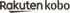 Rakuten Kobo logo in dark brown text with an underline and triangle below "Rakuten".