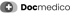 Logo mit zwei überlappenden grauen Kreisen, einem weißen Pluszeichen und dem Text "Docmedico".