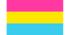 Pansexuelle Flagge mit horizontalen Streifen in Pink, Gelb und Cyan.