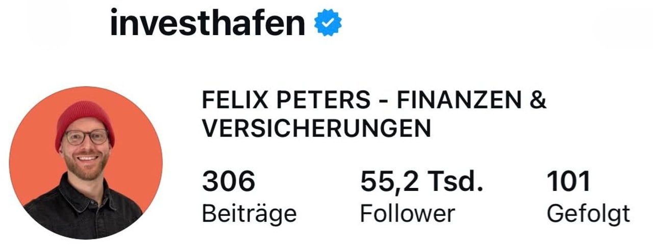 Instagram-Profil investhafen – Felix Peters, Finanzen & Versicherungen
