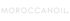 MOROCCANOIL. Logo in weißer Schrift auf dunklem Hintergrund.