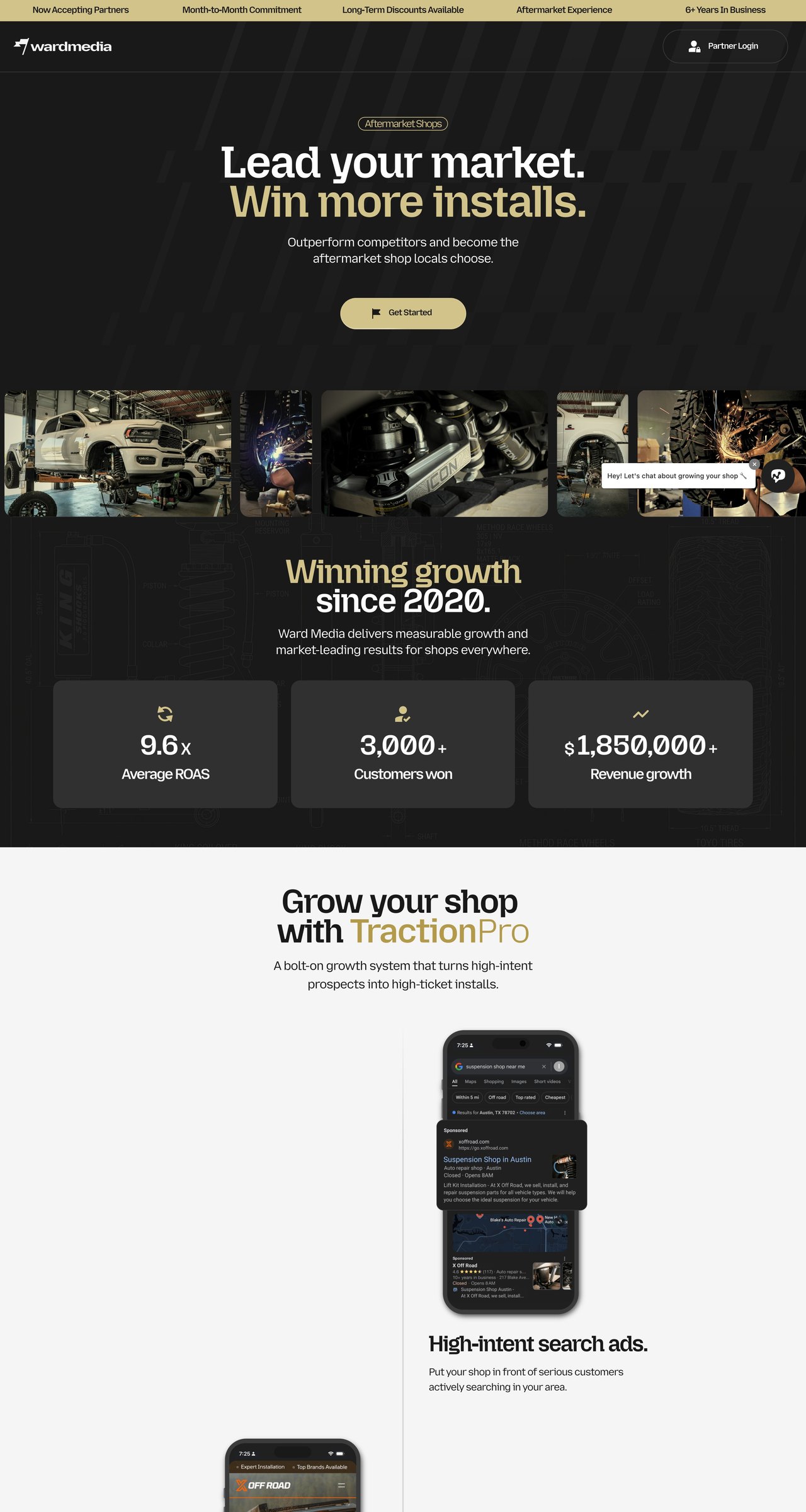 Ward Media website, first three screens