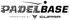 Padelbase Logo mit Tennisball-Symbol, ergänzt durch den Schriftzug „presented by Cupra“ und das Cupra-Markenlogo.