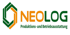 NeoLog Unternehmenslogo mit dem Slogan 'Produktions- und Betriebsausstattung', symbolisiert maßgeschneiderte Lösungen und Ergonomie