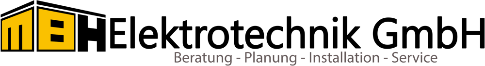 Gelbes Logo mit "ME", daneben "Elektrotechnik GmbH", darunter "Beratung Planung Installation Service".