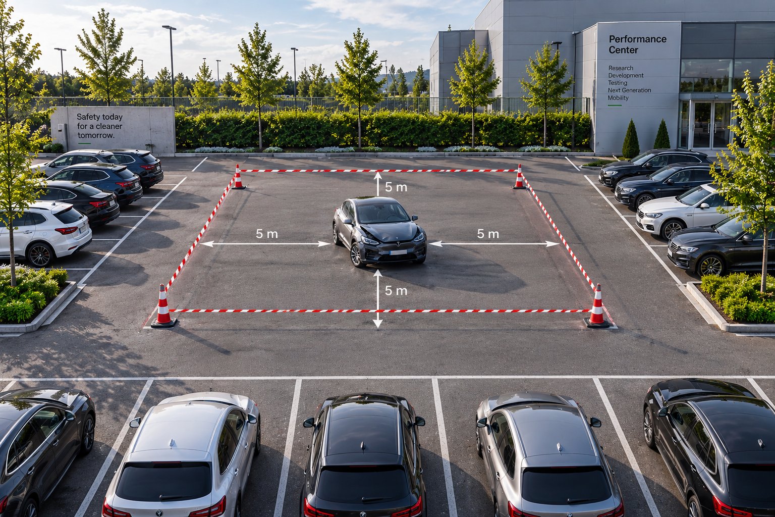 Havariertes Elektrofahrzeug auf einem Quarantänestellplatz