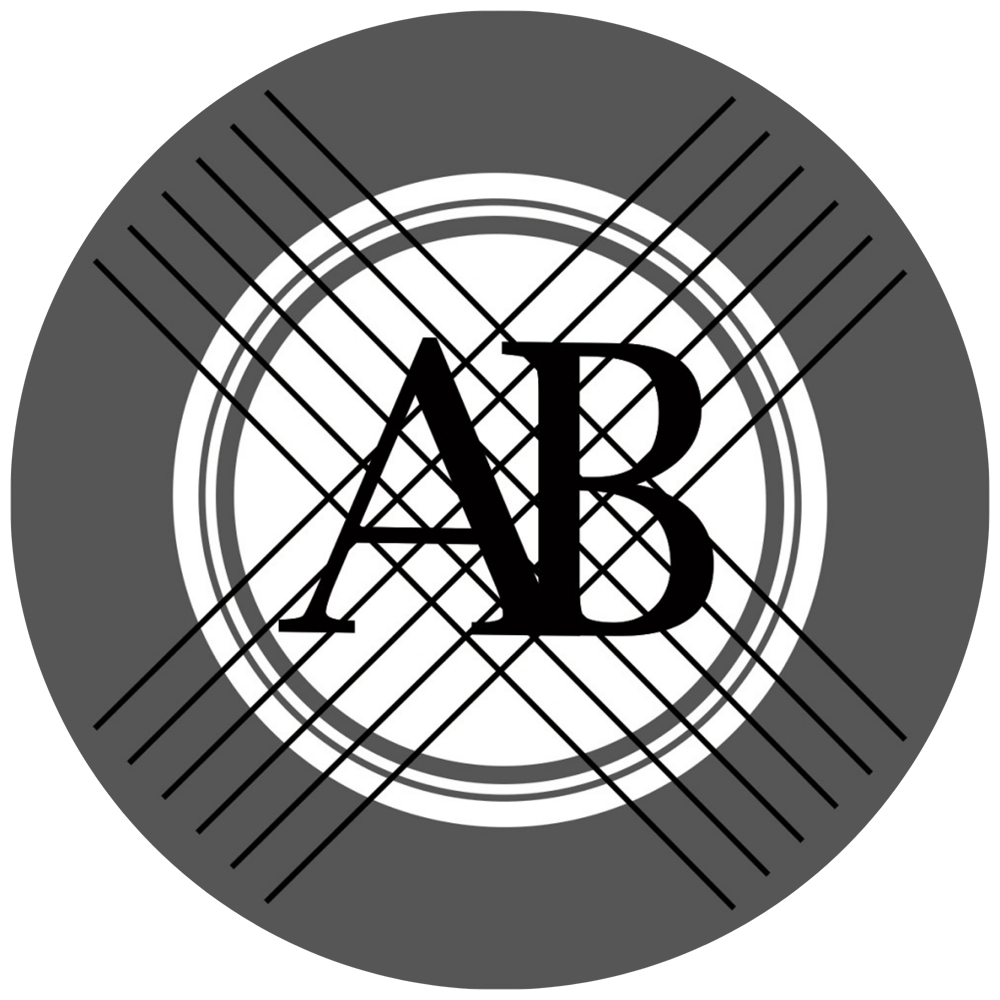 Grauer Kreis mit weißem Innenkreis, der diagonal von schwarzen Linien und den Buchstaben "AB" durchkreuzt wird.