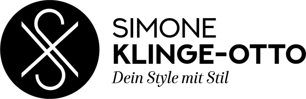 Logo von Simone Klinge-Otto: ein weißes stilisiertes S und K in einem schwarzen Kreis, daneben der Text "Dein Style mit Stil".