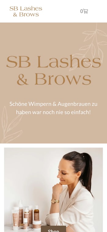 Website von SB Lashes & Brows in der Handy-Ansicht