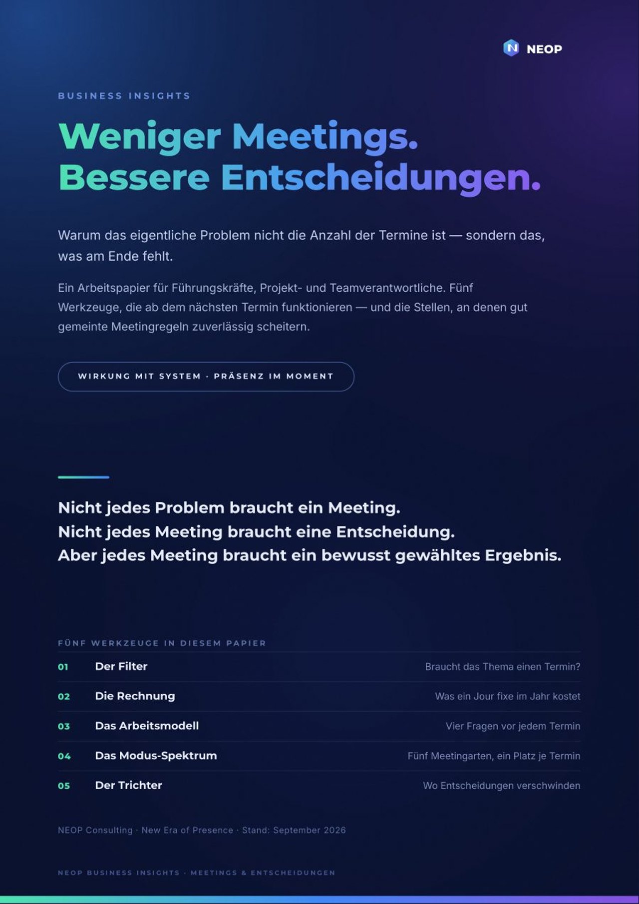Weniger Meetings. Bessere Entscheidungen.