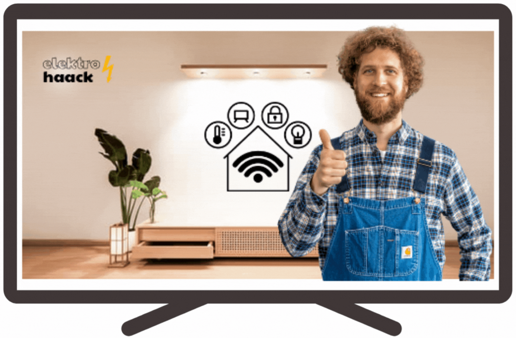 Techniker installiert Solarpaneele auf einem Dach bei Sonnenuntergang, neben einer Illustration eines digitalen Zählers – nachhaltige Solartechnologie und Energieoptimierung mit professioneller Installation von Elektro Haack.