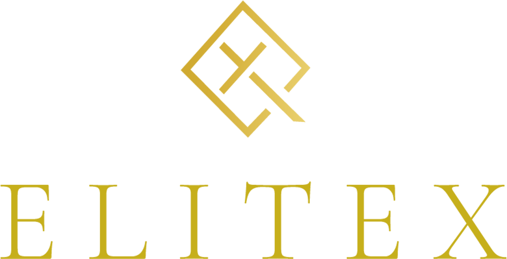 Gold ELITEX logo featuring a geometric diamond icon with interlocking lines on a black background.