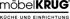 Logo von Möbel Krug mit dem Text Küche und Einrichtung in schwarzer Schrift auf weißem Hintergrund.