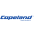 Blaues Copeland-Logo mit „brand products“ in Kleinbuchstaben darunter auf dunkelgrünem Hintergrund.