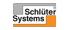 Logo von Schlüter Systems mit grauem und orangefarbenem L-förmigem Rahmen.