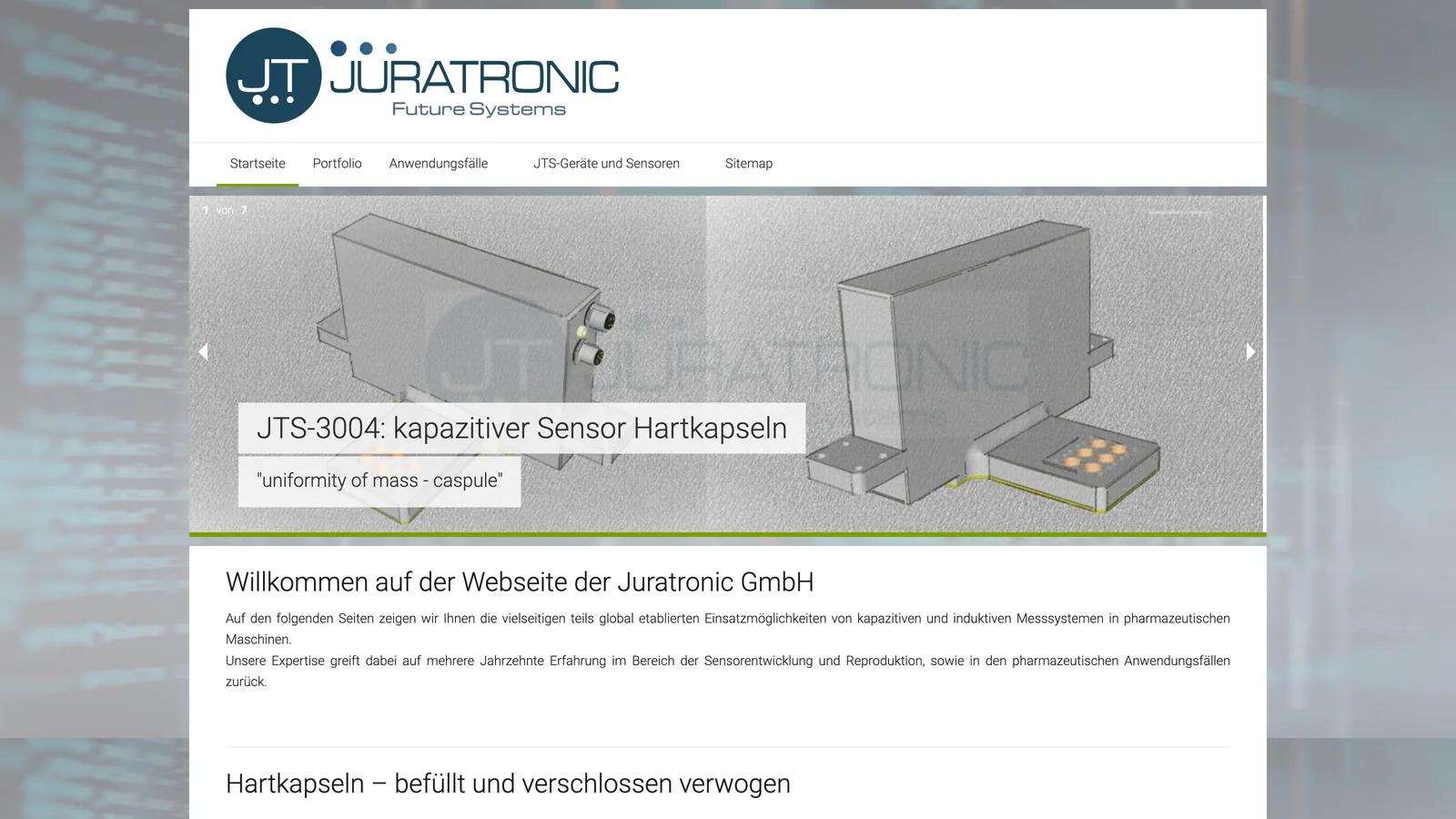 Startseite von Juratronic vor dem Relaunch