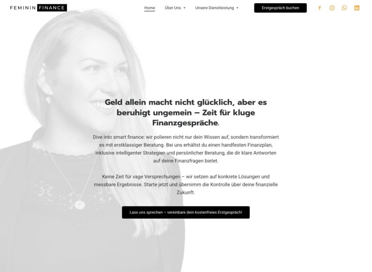 Feminin Finance Website vorher
