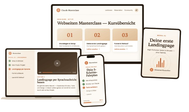 Claude Webseiten Masterclass auf allen Geräten