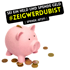 AMEDOM. Institut für Coaching und kreative Weiterbildung. Ein rosa Sparschwein mit Münzen darin und um es herum. Text: „SEI EIN HELD UND SPENDE GELD #ZEIGWERDUBIST | SPENDE JETZT!“