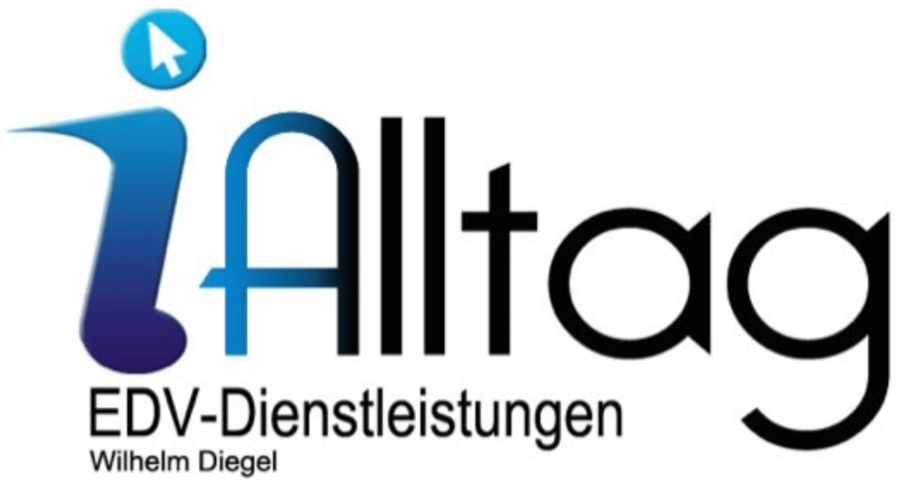 iAlltag EDV-Dienstleistungen Wilhelm Diegel Logo mit blauem "i" und Mauszeiger.