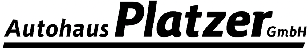 Das Logo zeigt den Text "Autohaus Platzer GmbH" in schwarzer Schrift auf weißem Hintergrund, unterstrichen von einer schwarzen Linie.