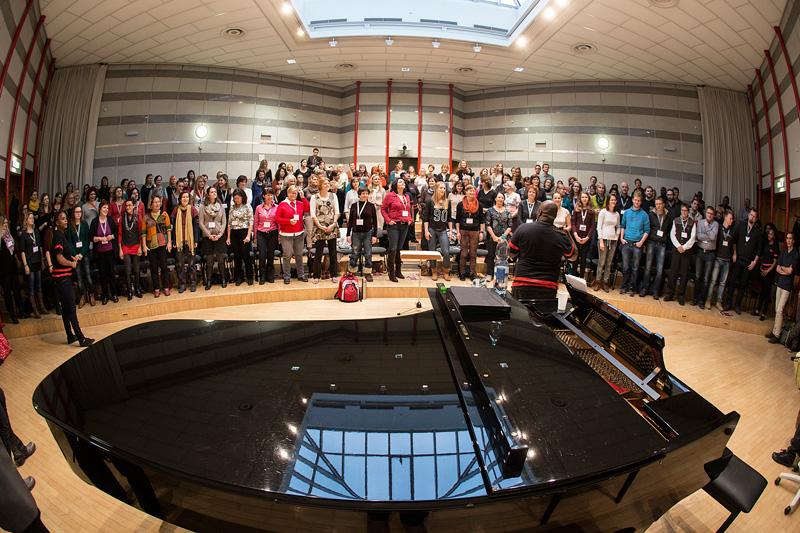 Workshop singers rehearsing gospel repertoire at Holy in Ice, Voices of Spirit 2014, Graz