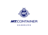 MT.CONTAINER HAMBURG Logo: Blaues Monogramm "M" in einem Emblem mit Steuerrad und Lorbeerkranz, darunter der Firmenname.