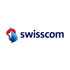 Swisscom Logo mit rotem und blauem Symbol links und „swisscom“ in dunkelblauer Schrift rechts.