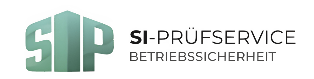 Grünes 3D-Logo mit den Buchstaben "SIP" und dem Text "SI-PRÜFSERVICE" darunter.