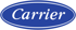 Blaues ovales Logo mit dem weißen Schriftzug „Carrier“.
