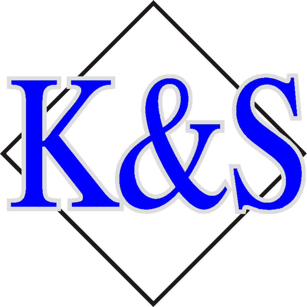 Blaues K&S-Logo auf einer stilisierten Raute.