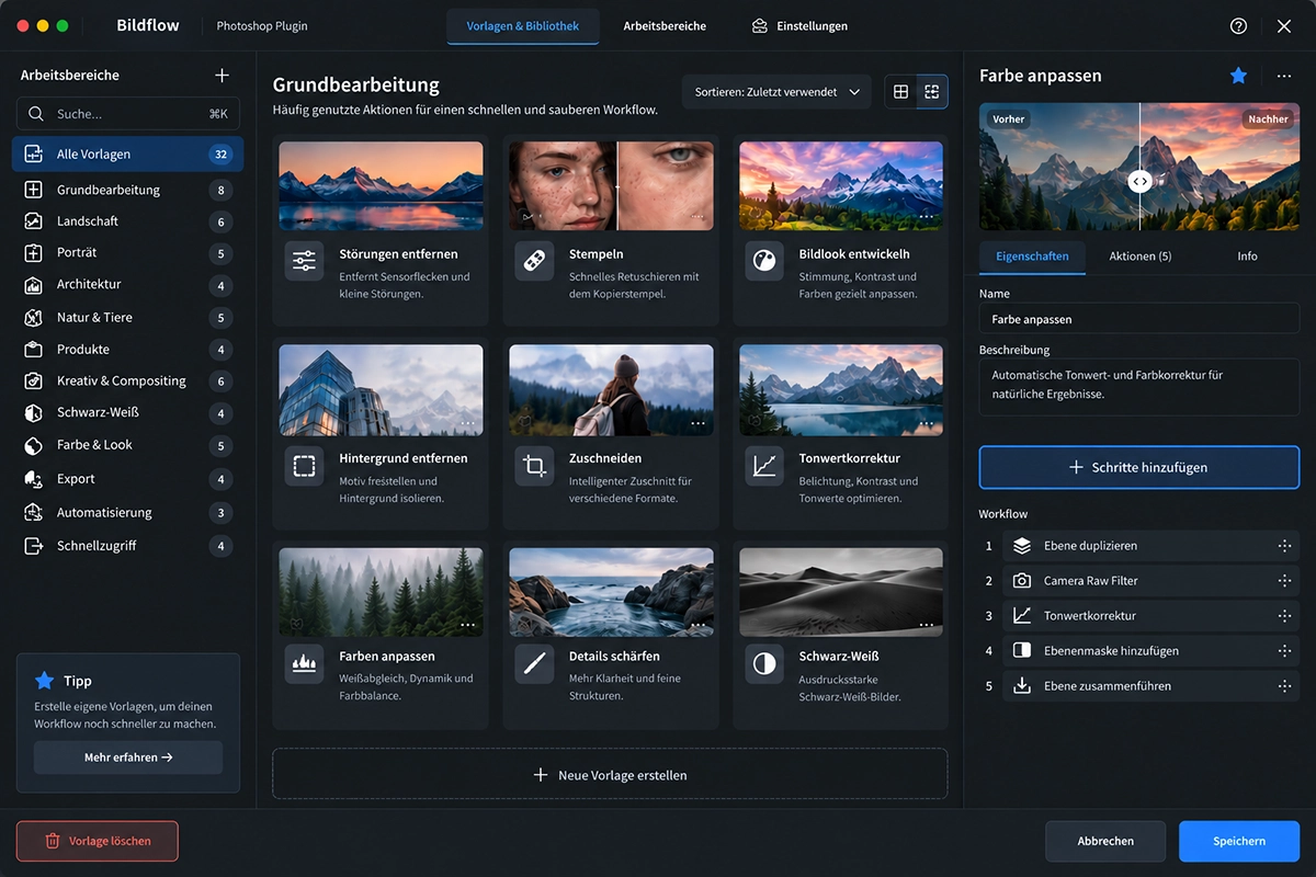 Photoshop mit geöffnetem Bildflow