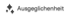 Drei dunkle, rautenförmige Symbole mit Schatten und der Text "Ausgeglichenheit" in Grau mit Schatten.