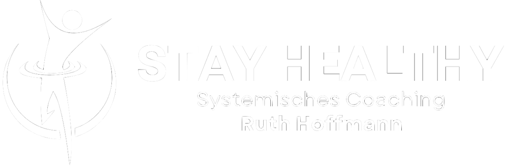 Logo "STAY HEALTHY Gesundheitsförderung & Coaching" mit stilisierter menschlicher Figur in Bewegung.