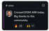A social media post from a man with a beard, "Crossed $10M ARR today. Big thanks to this community." 28 flames, 11 hands.