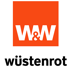 Rotes Quadrat mit weißem W&W-Logo und schwarzem Schriftzug "wüstenrot" darunter.