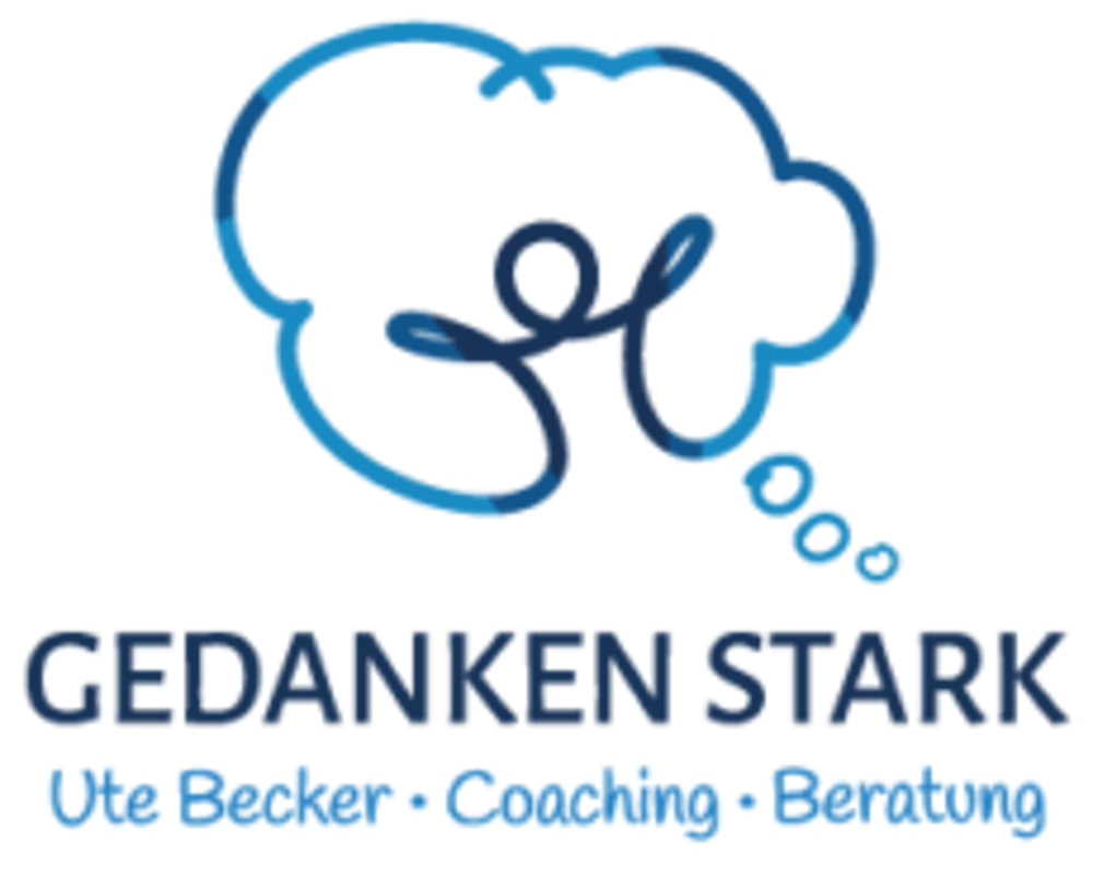 Logo GEDANKEN STARK Ute Becker Coaching Beratung mit einer blau gezeichneten Gedankenwolke.