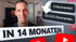 Lächelnder Mann neben Textfeldern zu Abonnentenzahlen von 0 auf 100.000 mit dem Schriftzug „In 14 Monaten“.