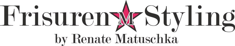 Logo von Frisuren Styling by Renate Matuschka mit einem pinken Stern-Symbol und dem Buchstaben M.