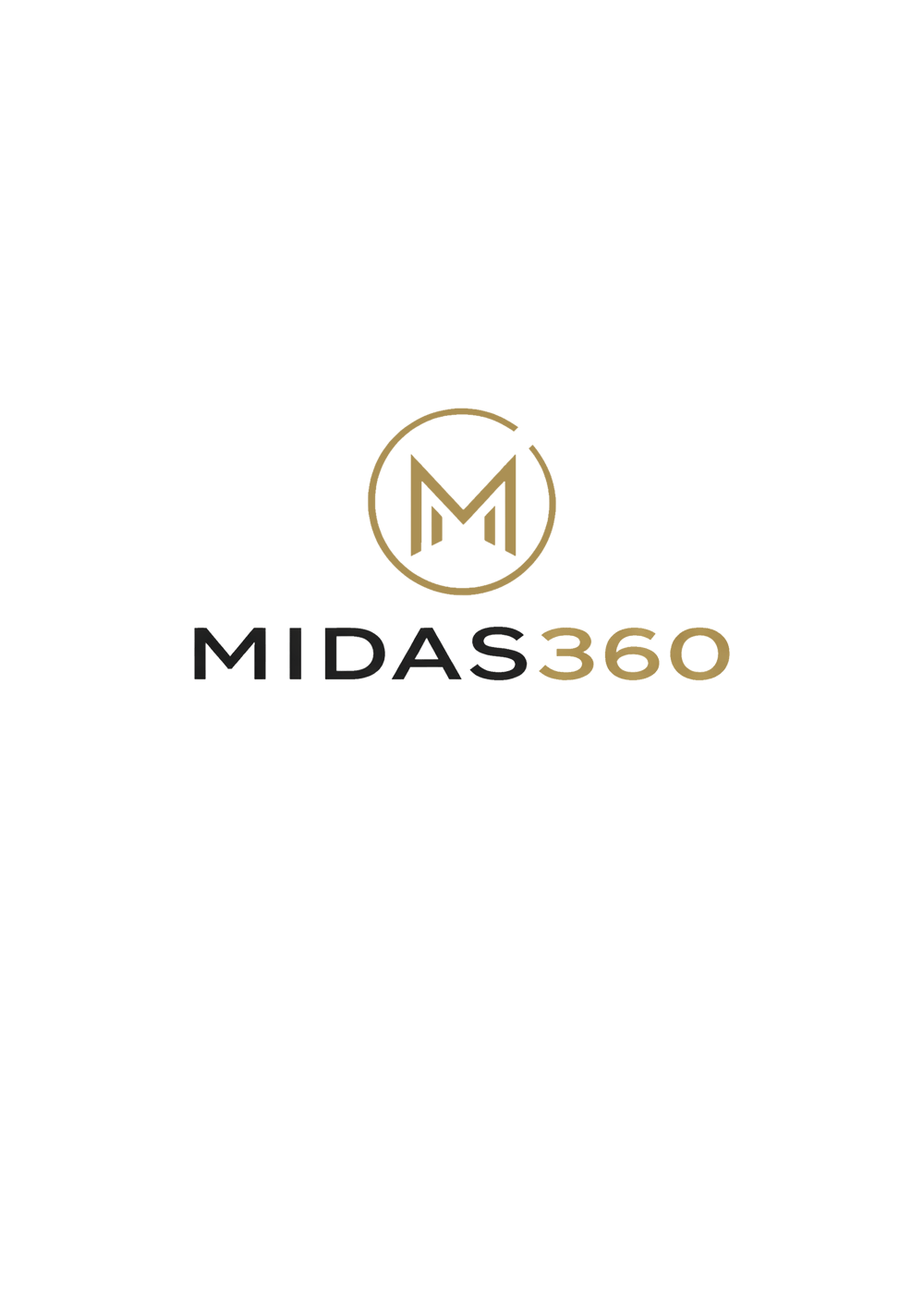 Goldenes Logo mit stilisiertem "M" und darunter der Text "MIDAS360".