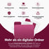 Sechs Icons mit Text: Fachliche Inhalte, Digitale Struktur, Einfache Bedienbarkeit, Sichere Verfügbarkeit, Flexible Anpassbarkeit, Praxisnahe Anwendung im Ereignisfall. Darunter ein Ordner mit Dokumenten und Text: "Mehr als ein digitaler Ordner" - Katastrophenschutz-Software Notfall- und Krisenmanager (NKM®).