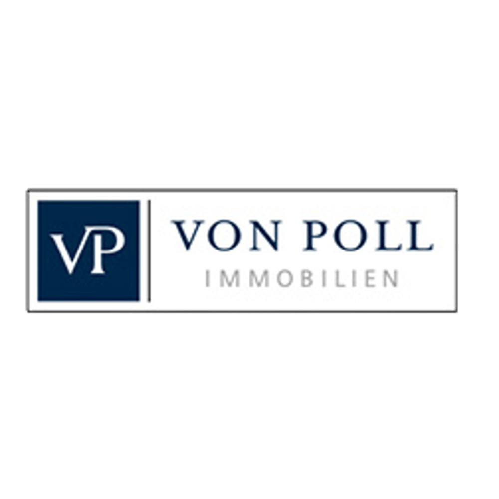 Logo von VON POLL IMMOBILIEN mit dem VP-Kürzel in einem blauen Quadrat auf weißem Hintergrund.