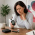 Worried woman views 198 mg/dL on a monitor beside diabetic foot cream.