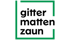 Logo mit grünem Rahmen um schwarzen Text "gitter matten zaun" in drei Zeilen.